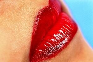 Lips with red lipstick