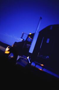 Angled view of semi tractor