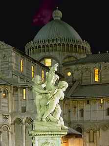 Statue in front of building