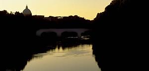 River through Rome at sunset
