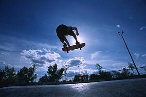 Skateboarder at skate park