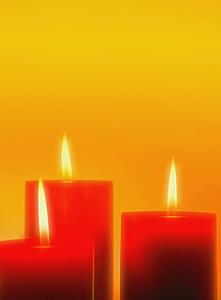 Three lit candles