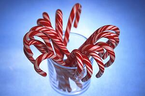Candy canes in a glass