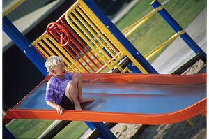 Child going down a slide