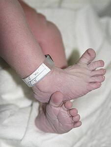 Legs and feet of newborn baby