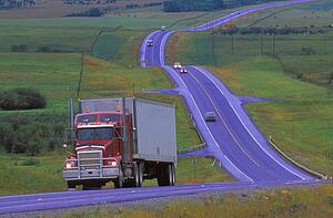 Semi truck on highway on overcast day