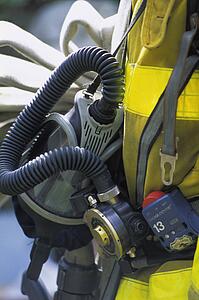 Body of fireman with firefighting equipment