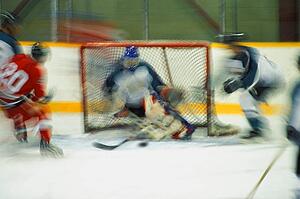 Hockey player shooting on goal