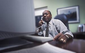 Businessman in front of computer