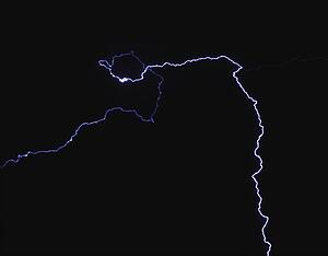 Lightning in night sky