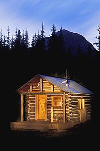 Wood cabin in forest