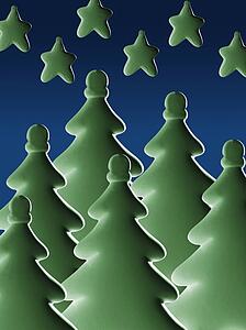 Stylized Christmas trees and stars