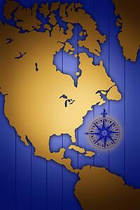 Unmarked map of north America centered on the great lakes
