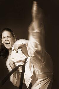 Woman performing martial arts