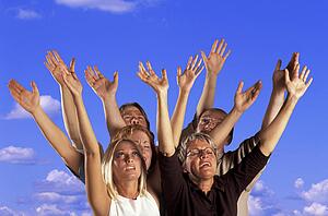 Hands raised in worship