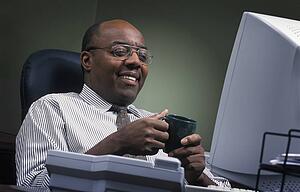 Businessman pleased with the day's work