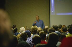 Leader speaking to a crowd