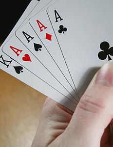 Poker hand closeup