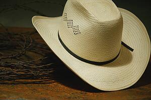Cowboy hat and barbed wire still life