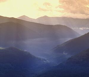 Sunlight on mountains