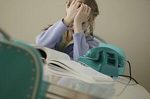Girl frustrated about homework