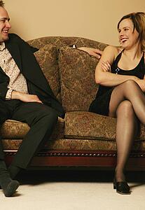 Couple talking on the sofa