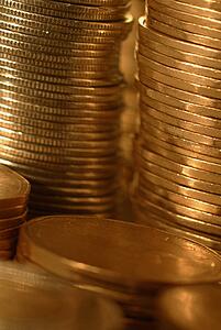 Stacks of loonies (closeup)