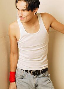 Teenager glancing sideways