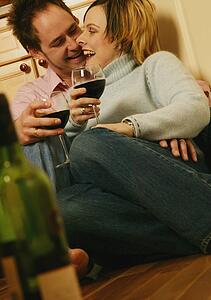 Couple celebrating together
