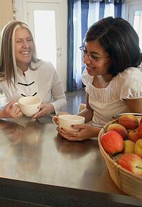 Chatting over coffee