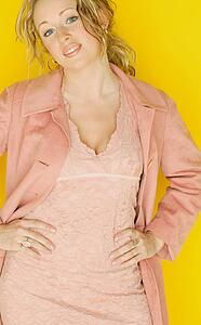 Fashionable pink lace dress and coat