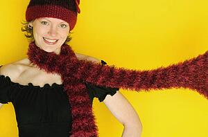 Woman modeling winter hat and scarf