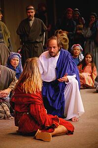 Jesus talks with adulteress