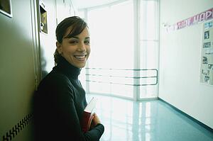 Student hangs out in hallway