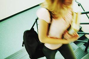 Student going to class