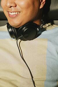 Enjoying loud music on headphones