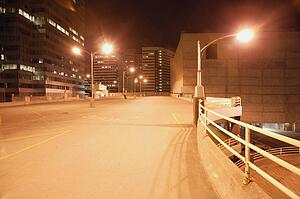 Top level of parkade at night