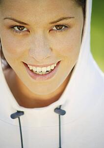 Woman wearing a hood