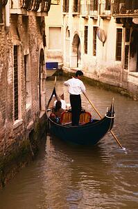 Gondolas on Canal Venice Italy