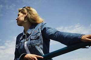 Woman with jean jacket