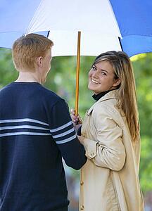 Young couple with an umbrella
