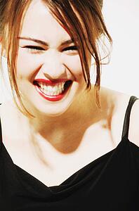 Woman laughs