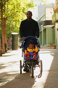 Father and child on a walk