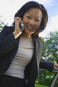 Woman talks on cell phone