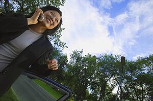 Woman has conversation on cell phone