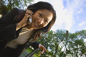 Woman talks on cell phone