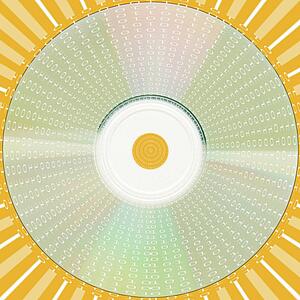 A CD collage with binary code