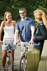 Couple on bikes