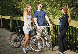 Couple on bikes