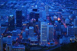 City at dusk